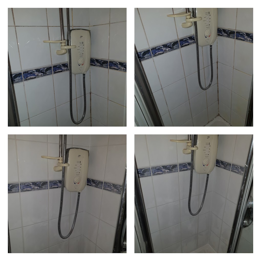 Edinburgh electric shower bathroom before and after regrouting and resealing