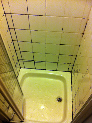 Bathroom tiles before retiling Stirling